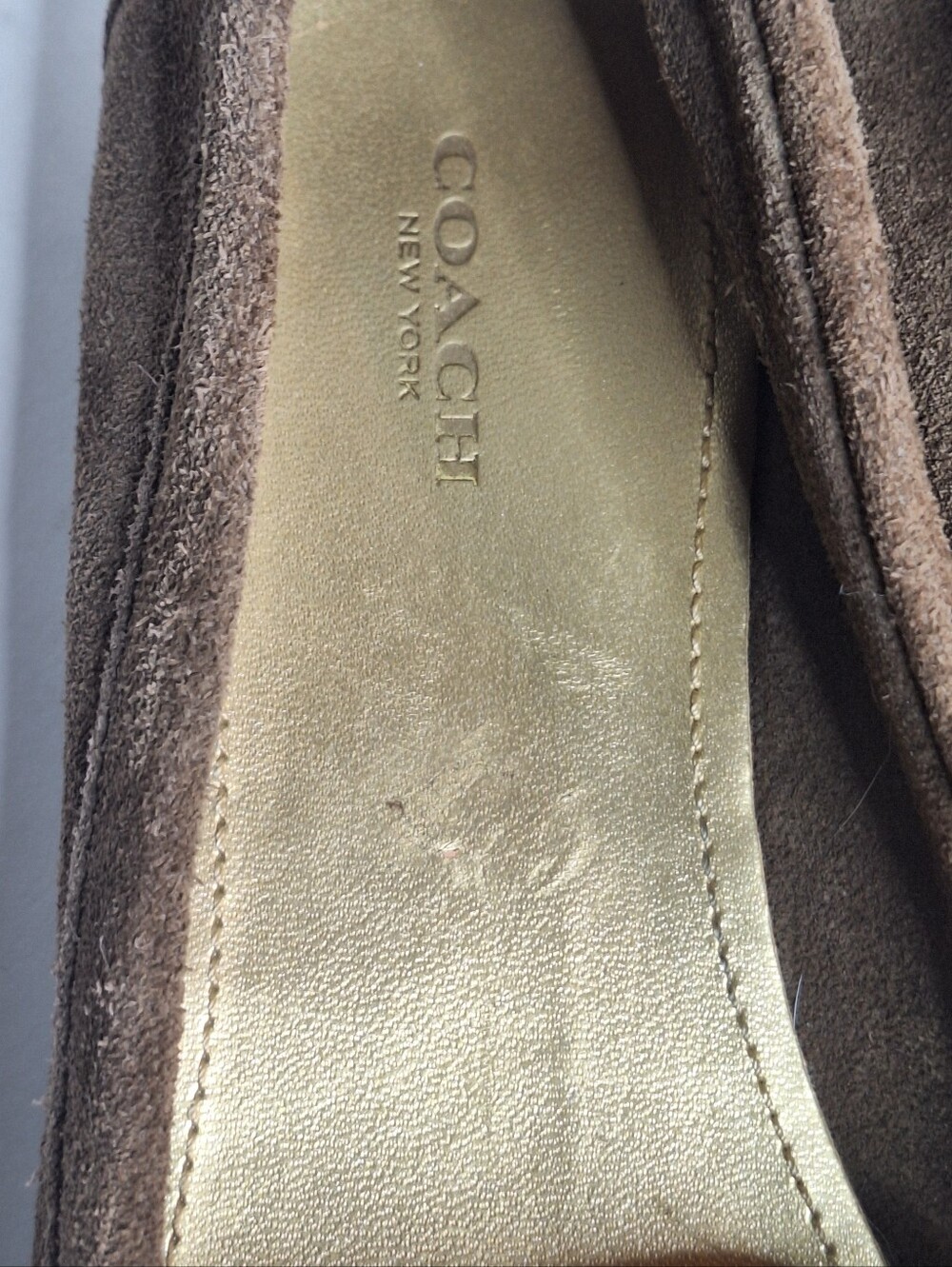 Coach Fortunata Moccasin Loafers Womens Size 8B Brown Suede Driver Flats Slip On - Picture 9 of 11